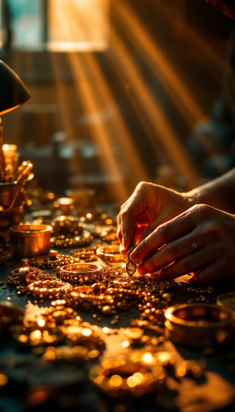 Goldsmith crafting jewellery by hand